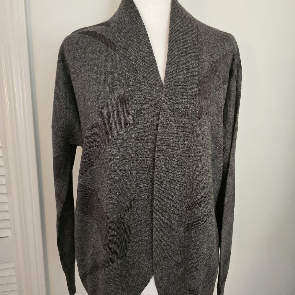 Lauren Ralph Lauren Platinum Metallic Long Sleeve Cardigan Size Petite M/L